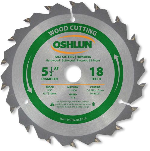 Oshlun sbw-055018 5-1/2-inch 18 tooth atb fast cutting and trimming saw blade... for sale