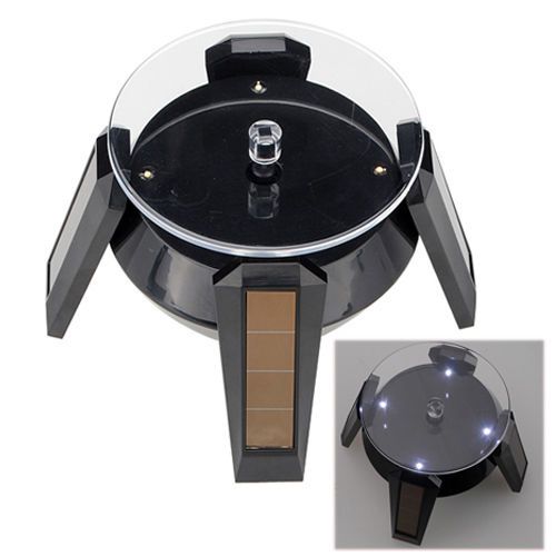 360 turntable rotating led light solar display with stand for watch phone jewel for sale