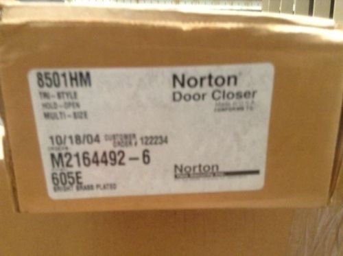 Norton Door Closer 8501HM HOLD OPEN x 605E (Bright Brass Plated)