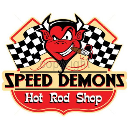 Speed Demon Hot Rod Shop HEAT PRESS TRANSFER for T Shirt Sweatshirt Fabric 040
