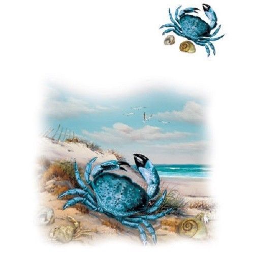 Blue Crab HEAT PRESS TRANSFER for T Shirt Tote Bag Sweatshirt Quilt Fabric #261c