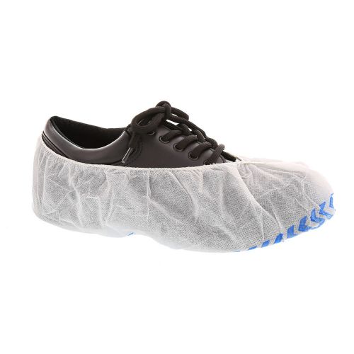 Royal Large White Poly Pro Non-Skid Shoe Covers with Blue Tred, Pack of 150 Pair