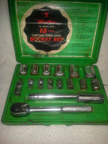 18 piese socket set made by westline nice old set sold by wetern auto complete