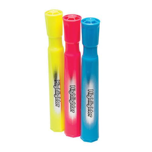 3-Pack Highlighters Neon Pink, Blue and Yellow Chisel Tip Smear Proof Ink