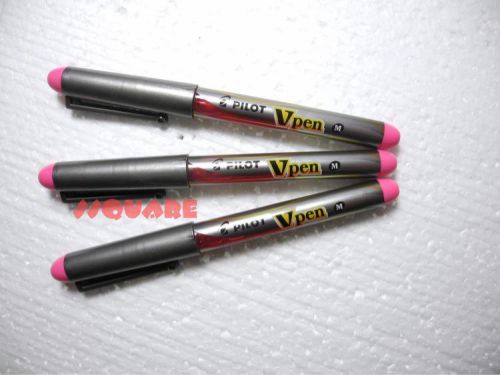 3 x Pilot Vpen V-Pen Disposable Medium Nib Fountain Pen, Pink