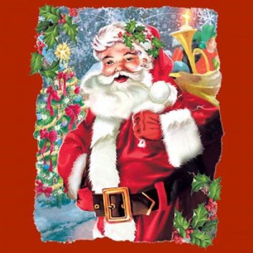 Jolly Santa Christmas HEAT PRESS TRANSFER for T Shirt Sweatshirt Tote Quilt 116b