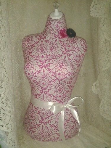 Boutique dress form bust craft booth display wholesale Pink damask shabby decor