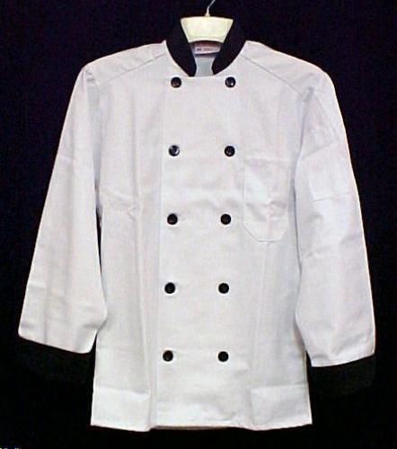 Uncommon Threads 404 Black Trim Uniform Chef Coat Jacket White 3XL New