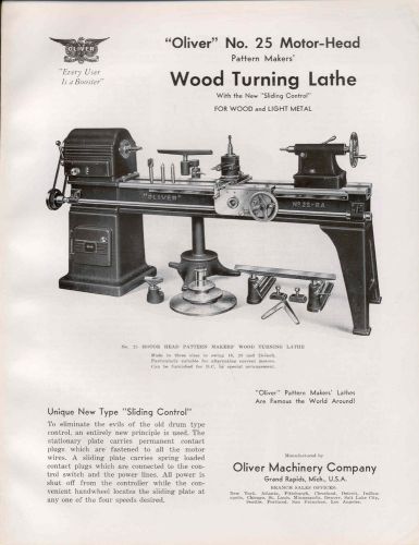 Oliver No.25 Wood Turning Lathe Brochure