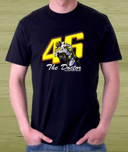 New Valentino Rossi The Doctor MotoGP Team Logo Black T-Shirt Tees Size S-5XL