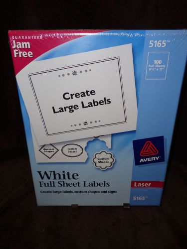AVERY # 5165 WHITE FULL SHEET LABELS;LASER;CREATE LARGE LABELS, SHAPES, &amp; SIGNS