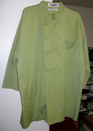 Chef Coat Used Chef Works Green Color Size XL 3/4 Sleeve Covered Buttons