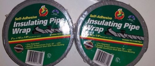 2- DUCK Pipe Wrap Insulation Tape 2&#034; X 1/8&#034; X 15&#039; Long Self Adhesive Foil