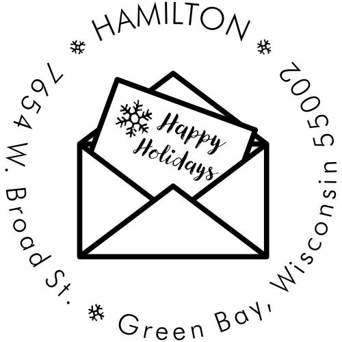 Happy Holidays Card Address Stamp - Christmas Self-Inking Return Address Stamp