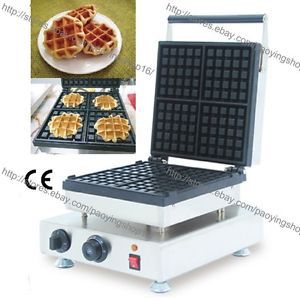 Commercial Nonstick Electric 4pcs Belgium Liege Waffle Baker Machine Maker Iron