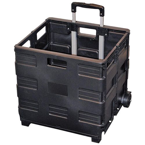 Pack &amp; Roll Cart Durable Plastic Never Rusts Folds Flat Alum.Handle Rubber Tires