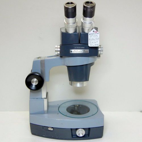 AMERICAN OPTICAL 569 Microscope W/Deluxe Stand 10XWF 30X RING LIGHT READY #158