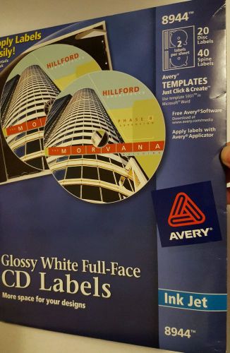 Avery Dennison 8944 CD DVD Labels 20/pack glossy white full face