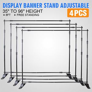 4Pcs 8&#039; Banner Stand Advertising Printed Set Trade Potable Portable Transport