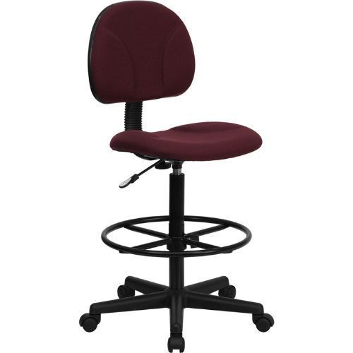 Burgundy Fabric Ergonomic Drafting Chair (Adjustable Range 22.5&#039;&#039;-27&#039;&#039;H or 26&#039;&#039;-