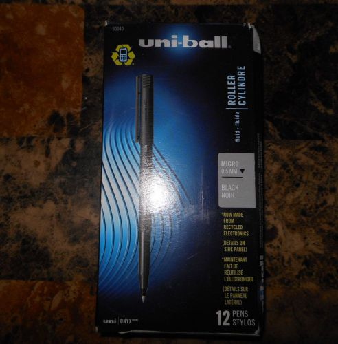 Uni-Ball Onyx Stick Micro Point Black Roller Ball Pens 12ea ~ FREE SHIPPING