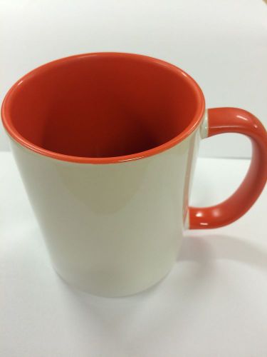 Lot of 24 Sublimation Ceramic Mugs Two Tone 11oz Mug Orange Inside &amp; Handle