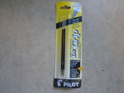 Pilot Dr. Grip Ballpoint Ink Refill, Fine Point, Black Ink, 2/Pack