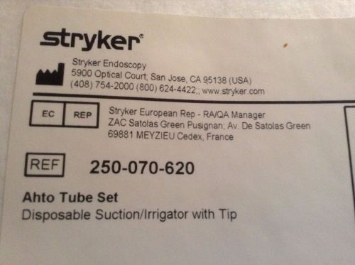 STRYKER ENDOSCOPY AHTO TUBE SET REFERENCE 250-070-620  NEW IN PACKAGING QTY 2