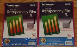 VIKING VK3480 2 Pkg Ink Jet Printers Transparency Film - 100 Sheets