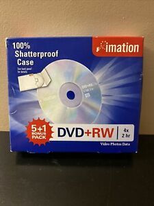 Imation 6 DVD+RW 4x 2 hour CD Discs with 100% Shatterproof Case Holds 2 discs