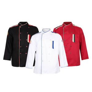 Men Women Executive Chef Long Sleeve Uniform Coat Jacket Clothes Baker,