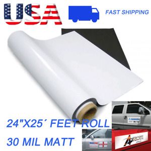 US 24&#034;x25 Feet Blank PVC laminated magnetic sheeting Printable Media Car Magnet