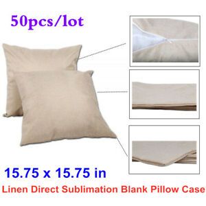 50pcs/lot 15.75&#034;x15.75&#034; Linen Direct Sublimation Blank Pillow Case Cushion Cover