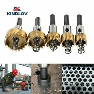 KINDLOV 5/6 Pcs Carbide Tip HSS Drill Bit Hole Saw Set For Woodwork Cutter Metal