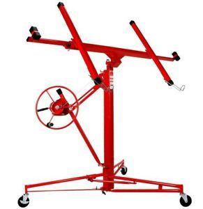 NEW 11&#039; Drywall Lifter Panel Hoist Jack Rolling Caster Construction Lockable Red