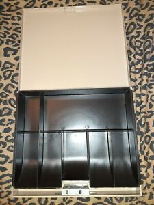 Vintage Buddy Products 9 3/4” 8 1/2” 2” Metal Lock Box Cash Box w/ Tray