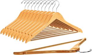 Quality Wooden Hangers - Slightly Curved Hanger Set - 17.5 inch, Natural