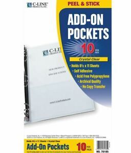 Filing Pockets   Add-On  Peel &amp; Stick5-1/8 x 8-3/4 10/Pack CLI70185  new  C-line