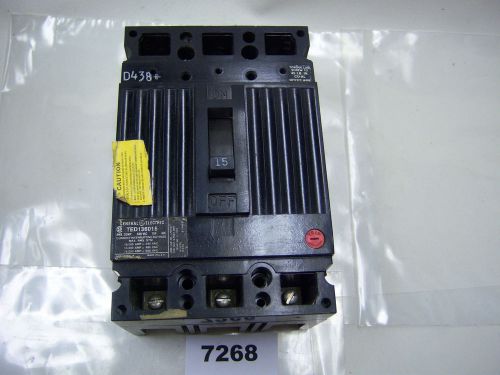 (7268) ge circuit breaker ted136015 15a 600 vac 3p for sale