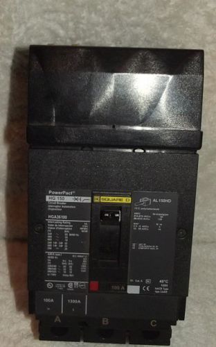 Square d hga36100 3 pole 100 amp 600v circuit breaker ~ i-line powerpact for sale