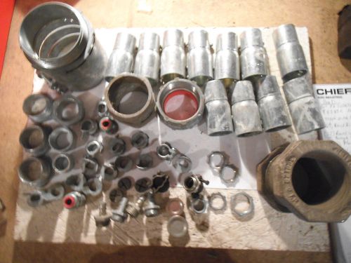 MIXED LOT OF METAL CONDUIT FITTING -MOST UNUSED , SOME USED
