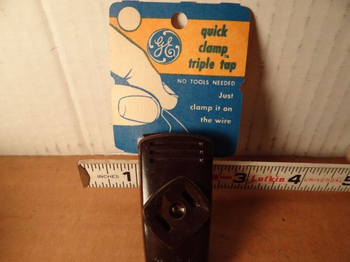 Vintage GE 15A 125V quick clamp triple cube tap #1711-1