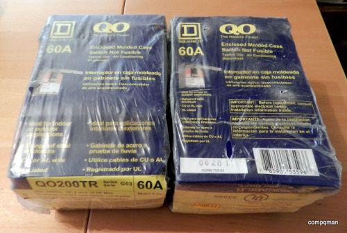 Square D 60A inclosed molded case switch not fuseable (QO200TR) TWO UNITS SEALED