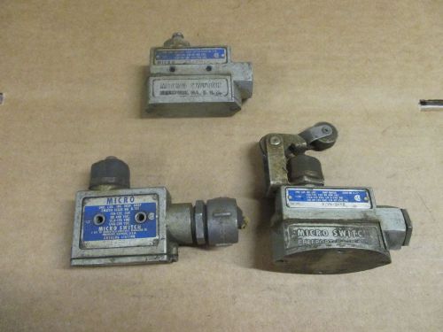 Lot of 3 micro switch  bzv6-2rn2, bze6-2rq and yze-2rn limit switch for sale