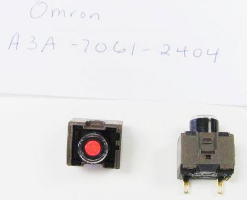 Omron A3A-7061-2404, SPST-NO 6A 125VAC, Red Pushbutton Switch, Solder NOS!