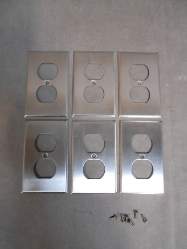 Lot &#034;6&#034; Vintage Harvey Hubbell Brushed Metal Duplex Outlet Electric Plate Cover