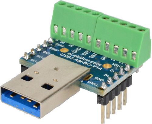 USB3.0 Type A Male Plug breakout board eLabGuy USB3-AM-BO-V1A
