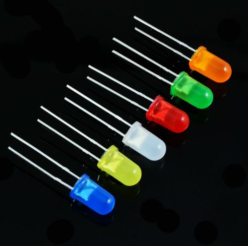 Diffused 5mm LED White, Red, Blue, Green, Yellow, Orange Light Bulb