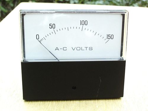Panel Meter 0 - 150 V AC  3 7/8&#034; Wide  direct reading NOS volts Voltmeter
