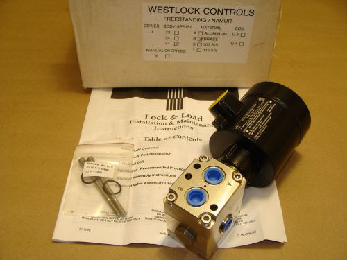 Westlock freestanding lock &amp; load 4-way brass solenoid valve 115 vac or vdc coil for sale